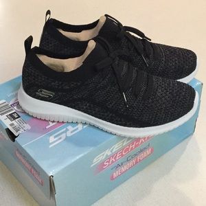 Skechers Skeck - Knit  Slip On Shoes Black 7
